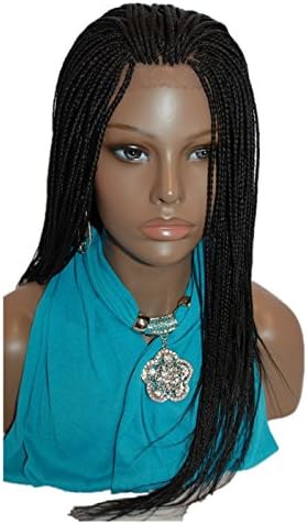 Gloryhair® New Twisted Full Hand Tied Braided Lace Front Wigs Hand Made Tied Heat Resistant Box Braids Hair Wig Synthetic Wigs #1 Micro Jumbo for Black Women (18 inch, black colour)