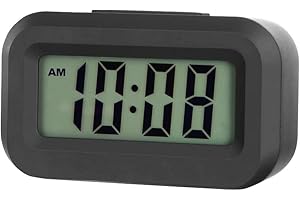 FAMICOZY Small Digital Travel Alarm Clock,Simple Operation,Easy to Read,Ascending Alarm,12/24Hr,Snooze Light for Bedside Travel,AAA Battery Operated