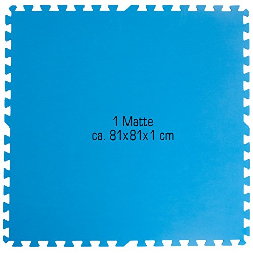 eyepower 1cm DICKE Poolmatte 4er Set Bodenmatte 2,6qm Bodenfliesen Bodenfolie Unterlage für Pool Robustes erweiterbares Stecksystem Blau - 3