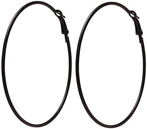 Jewellery Black Plated Alloy Hoop Earrings for Women & Girls (SKN-4094)
