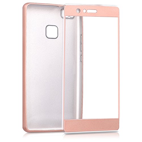 kwmobile Funda para Huawei P9 Lite - Carcasa  Doble  de  TPU  - Case de  ambas Caras  para m  vil en  Oro Rosa Metalizado 