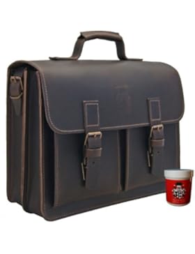 FREIHERR VON MALTZAHN Aktentasche GALILEO 2, 38 cm, braun, BIO-Leder, T386-58 + Lederpflege