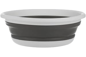 H CONFORT XL 5five - Bassine Rétractable 6L - Panière Pliable Grise Blanche - Gain de Place - Ménage et Lessive - Cuisine, Buanderie - D. 38 x H. 13,5 cm
