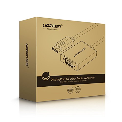 UGREEN DisplayPort auf VGA Adapter Full HD 1080p inkl. Audio DP Stecker zu Vga Buchse mit Hochwertigem Aluminiumgehäuse für Grafikkarten, Monitor, HDTVs, Projektor, Beamer vergoldete Kontakte Silber - 7