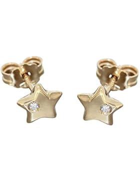 Hobra-Gold Kleine Stern Ohrstecker Gelbgold od. Weißgold 585 mit Brillanten Ohrringe 14 Kt.