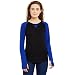 Hypernation Black and Royal Blue Color Round Neck Thumb Insert Cotton T-shirt For Women RS.749.00
