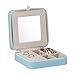 Produktbild Relaxdays Schmuckbox mit Spiegel, Kunstleder Schatulle für Schmuck, Schmuckbox mit Reißverschluss, SAMT, in hellblau