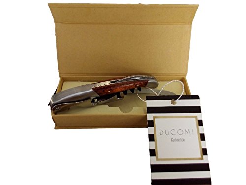 ducomi® Sommelier Korkenzieher Flaschenöffner für Wein aus Edelstahl (Garantie A Leben), Korkenzieher Kellnermesser Position Profi benutzerfreundlich für Wein und Bier Holz - 8