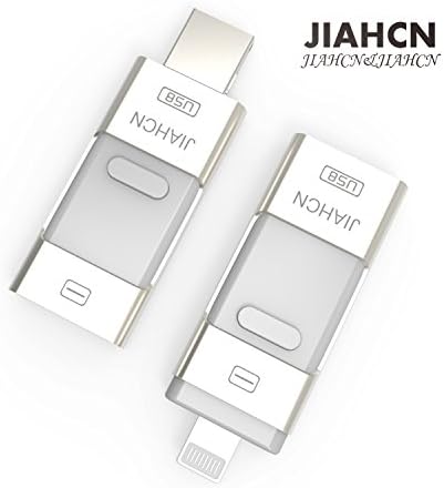 JIAHCN [Apple Memory stick] 3 in 1 USB Flash Drive Memory Stick Storage Device Hard Disk 16GB 32GB 64GB +1 Android Connector Available for Apple iPhone 7/7 Plus/SE/5/5s/5c/6/6 Plus/6s/6s Plus/iPod touch 5/iPod nano 7/iPad Mini 1/2/3/ iPad 4/ Pro/ Air 1/ 2/ Computer Mac Laptop PC (32GB)