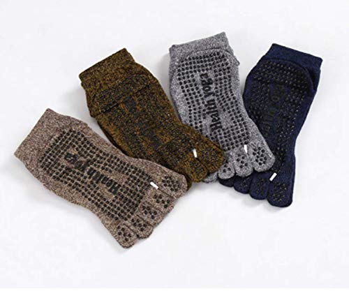 ZNME66 4 Paires de Chaussettes antidérapantes en Coton pour Grip Socks Yoga, Pilates,Exercice Sport Femme