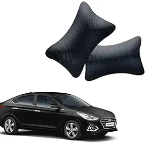 AdroitZ Car Seat Neck Rest Pillow Black Dotted Design for Verna_304