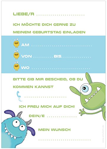 10 Einladungen zum Kindergeburtstag „MONSTERPARTY!!“ / Gruselparty - 3