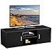Price comparison product image LANGRIA TV Stand with 2 Doors, 2-Tier Open Shelf and Ample Flat Surface, Contemporary Living Room Widescreen Storage System Unit for Living Room, Bedroom or Den (120x40x40cm), Black