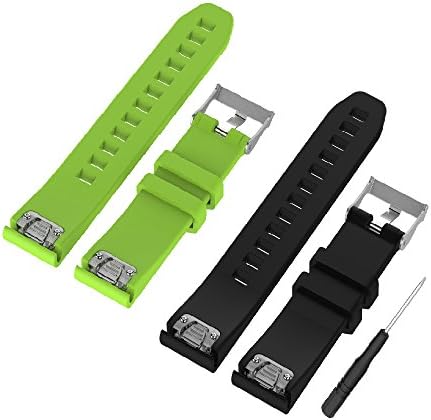 WEINISITE 22 mm Silicone Adjustable Replacement Strap Bracelet for Garmin Fenix 5/ Approach S60 Golf/ for Garmin Forerunner 935/ Quatix 5 GPS Watch (Black+Green)