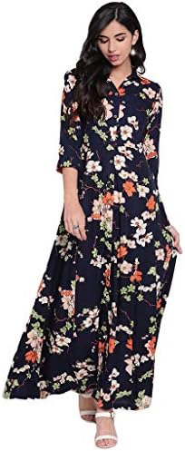 Divena Blue A Line Printed Rayon Kurti