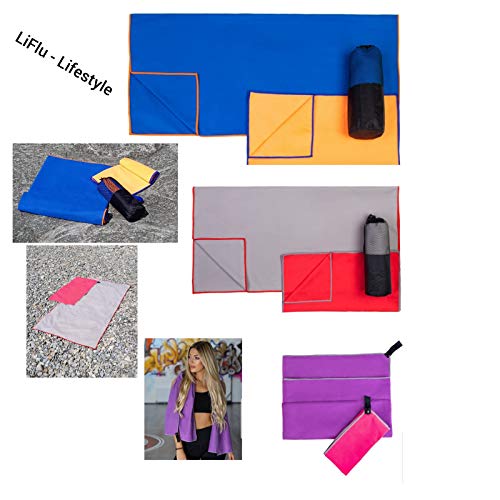Preisvergleich Produktbild 2er-Set Mikrofaser Handtücher / saugfähig, leicht, schnelltrocknend / Badehandtücher, Reisehandtücher, Sporthandtücher, Sauna Microfaser Handtuch / für Frauen & Männer