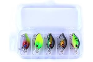 LENPABY 5 pcs Flottant pêche leurre kit Dur en Plastique crankbaits wobblers pêche appâts avec boîte de pêche