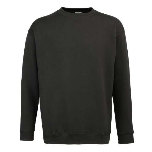 RTY Workwear - Sudadera básica con magas en Set-in Hombre caballero (Tallas grandes hasta 6XL) (5XL/Negro)