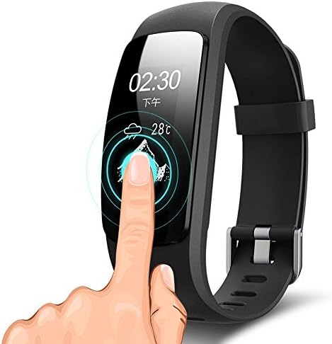 Hmhope Smart Bracelet 14 Sports Modes Heart Rate Monitoring Weather Forecast Respiratory Guidance Multifunction Bluetooth Waterproof Pedometer for Physical Exercise , Black