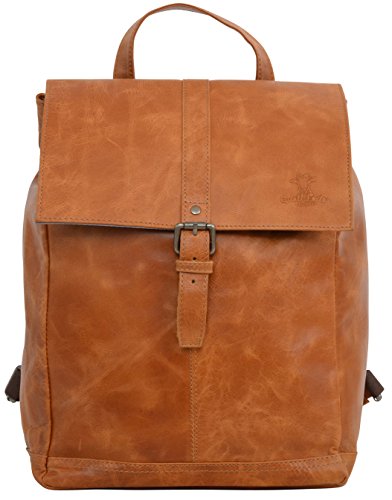 Gusti Leder studio „Jaime“ Rucksack Lederrucksack Cityrucksack mit wasserfestem Innenfutter Laptoprucksack 14″ für Outdoor Laptop Rucksack Bordtasche Allrounder Büffelleder Vintage Braun 2M21-20-1wp - 6