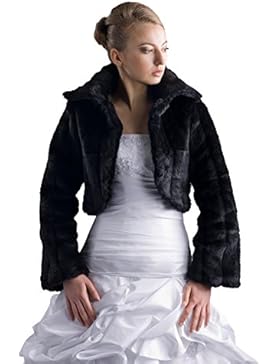 Brautjacke-Bolero mit Kragen, Fell-Nerzimitat, langarm