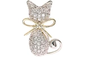 IMINI Spilla a forma di gatto con strass, per donne e ragazze, alla moda, con cristalli, per cappelli, borse, vestiti, cravatte, compleanni, feste di Natale