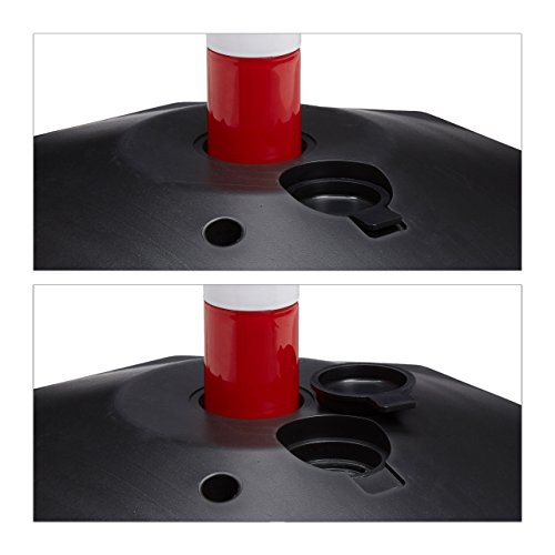 Relaxdays Kettenpfosten H x B x T: ca. 82 x 112 x 28 cm 4 Absperrpfosten aus Kunststoff mit 3 praktischen Absperrketten als Sperrpfosten mit stabilem Standfuß befüllbar mit Wasser, rot-weiß - 4