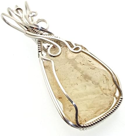 Libyan Desert Glass Gemstone Sterling Silver Wire Wrapped Pendant
