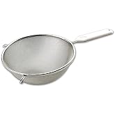 FACKELMANN Food &amp; More Kitchen Strainer Stainless Steel, Fine Mesh, Sieve Strainer, Round Edge 18 cm, ABS Handle, White and I