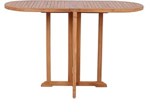 MR. DEKO® Table de jardin Balcony en teck - Table ovale 120 x 60 x 75 cm (L x l x h) - Meuble d'extérieur pliable stable pour balcon, terrasse, jardin d'hiver, jardin