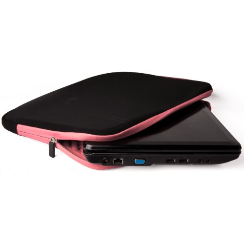 SumacLife schwarz MIcrofiber Microfaser-Hülle Shock Resistant Stoßfest Pouch Notebooktasche 39,6 cm (15,6 Zoll) Notebook für Acer Aspire Style Sony Vaio Asus Fujitsu Lifebook Samsung Serie Toshiba Satellite Apple Macbook Pro HP (schwarz-Rosa) - 5