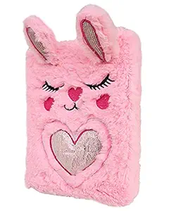 Toyshine Cat Face Animals Notebook Kids Plush Diary for Girls Teens Fuzzy Journal Writing Pad A5 Lined 160 Pages