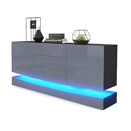 grey high gloss sideboard with led lights