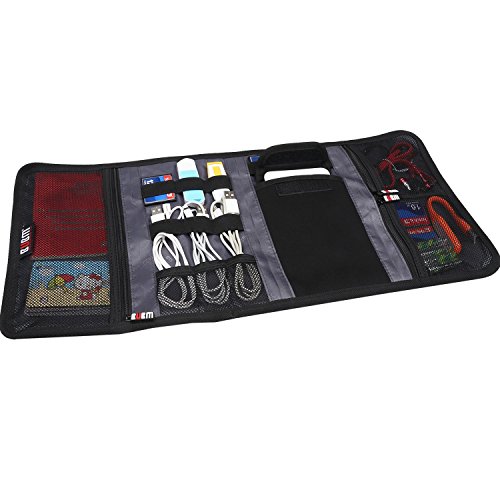 BUBM Neue Wrap Universaltasche Reisetasche für Elektronikzubehöre Elektronik Organizer wie iphone 6S, 4 Flächer, Dunkelblau - 6