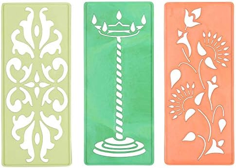 Odishabazaar Ready to Draw Rangoli Plastic Stencil - Pack of 3 (8x18cm, Multicolour)