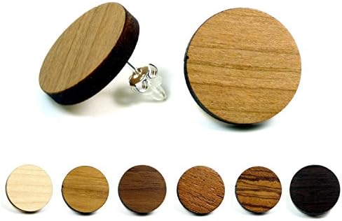 Wooden Jewelry Earrings | Natural Classic Wood Dangle Stud Jewelery 925 Sterling Silver | Handmade Accessories