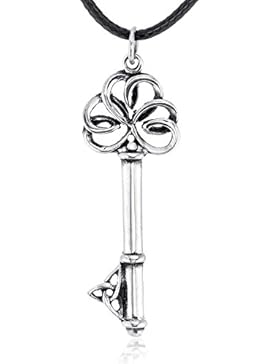 Llords Schmuck Halskette mit Anhänger keltischer Schlüssel irischer Knoten, feinster Zinn Metall Modeschmuck