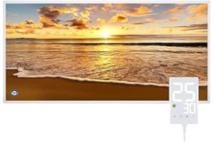 Hocosyme Calefactor Bajo Consumo 800W, Calentador Eléctrico de Bajo Consumo con Termostato Táctil - alcanza los 120 Grados Centígrados en 3 Minutos - 10 Años de Garantía - TÜV - Playa