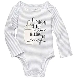 Mud Pie Baby Boy The Kids Shoppe Milk Bottle Printed Crawler (Gray)