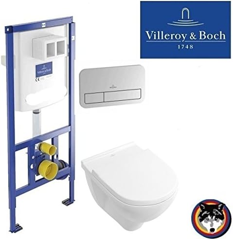 Villeroy &amp; Boch O. Novo Element Connect + ™ Chrome WC Wall Plate + COMBI PACK Rim Los C Plus