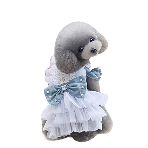 Preisvergleich Produktbild Kongqiabona Europäischer und amerikanischer Hunderock Aristokratischer Jeansrock als Bär VIP-Bogen-Rock Haustier-Kleidungs-Versorgungsmateria...