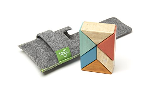 TEGU Pocket Pouch Prism Magnetic Wooden Block Set (Sunset, 6-Piece)