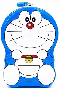 Fusine Cartoon Printed Money Piggy Bank with Lock & Key Coin Bank for Kids Girls & Boys Perfect Birthday Return Gift (Doraemon)