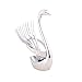 Produktbild BESTONZON Swan Base Geschirr Set Edelstahl Schwan Gabeln und Löffel Halter für Hochzeit Obst Dessert Besteck (Platinum Swan + 5 stücke Obst Gabel)