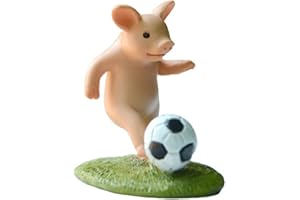 Gemmia Figurine di maiale da giardino delle fate in miniatura- Giocare a calcio maiale