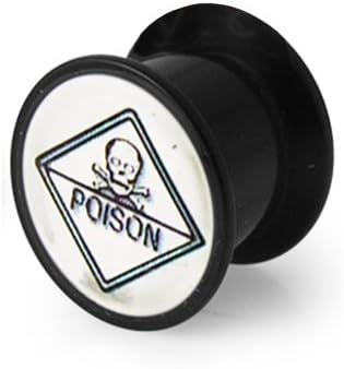 16 mm Emo Gothic Psychobilly Skull Black Screw Fit Poisen Flesh Ear Plug