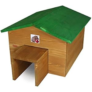 Elmato 10227 Igelhaus, Fichte massiv, ohne Boden mit Tunneleing.