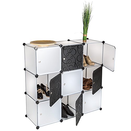 TecTake System Steckregal Schrank Regal Sideboard Kunststoff schwarz weiß - 3