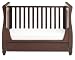 Babymore Eva Sleigh Cot Bed Dropside with Drawer (Dark Brown)