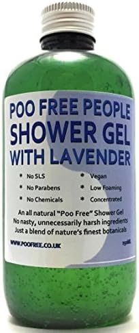 100% Totally Natural, SHOWER GEL - LAVENDER - 250ml - by Poo Free * People * - No SLS, no Parabens, no Chemicals, no Preservatives. A completely natural Shower Gel made with Aloe Vera, which gives wonderful skin cleansing and rejuvenating properties. This cleanser is oxygenated with a consistency more "gel like" than a conventional shower gel. The consistent lather and gentle foam give the gel a rich, luxurious feel. With a soothing and refreshing scent of Lavender